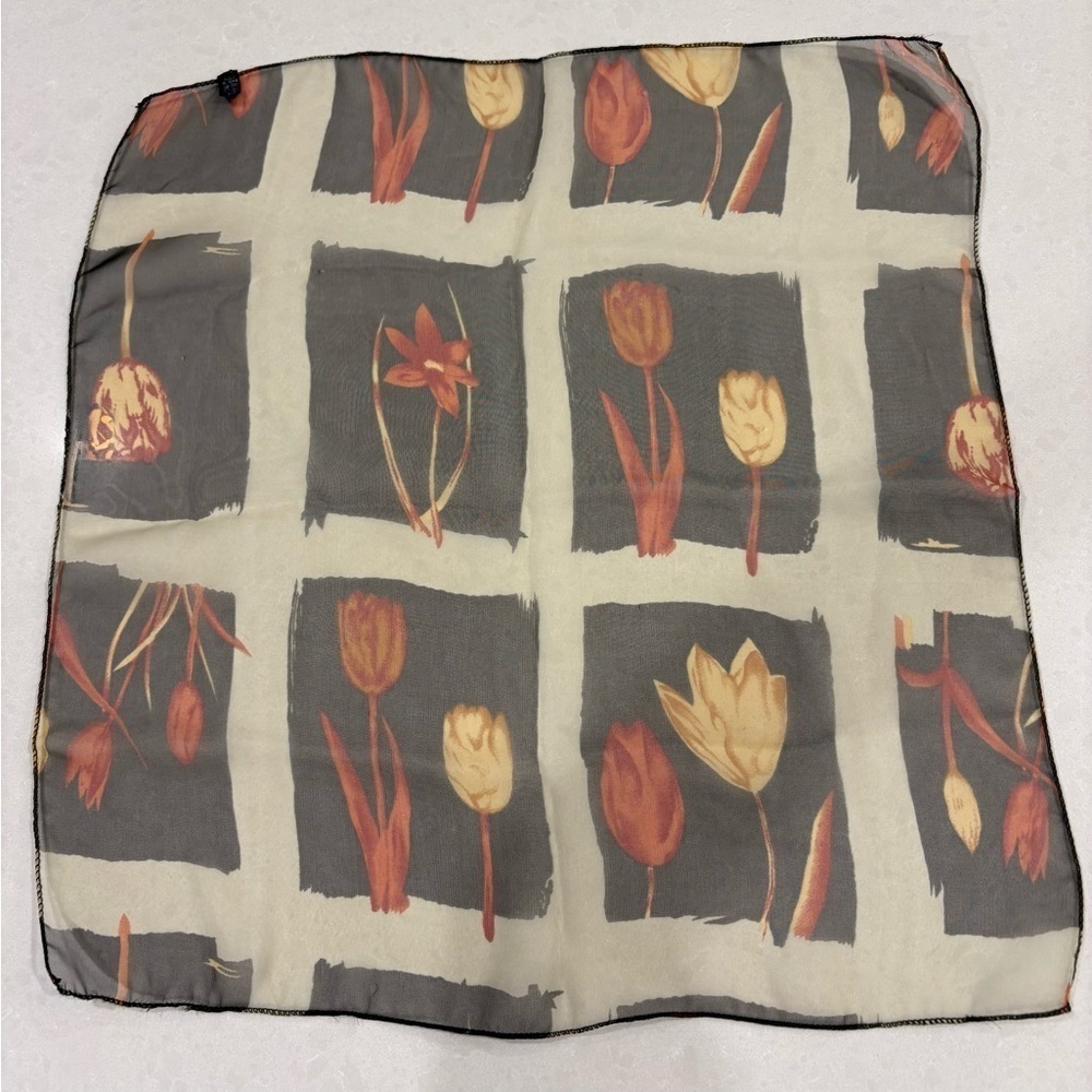 Cottagecore Sheer Floral Neckerchief - Made in Korea - Hair Scarf - Bandana